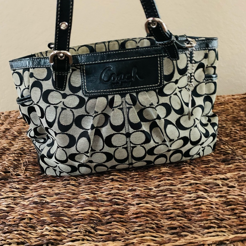 Coach black and gray strap purse